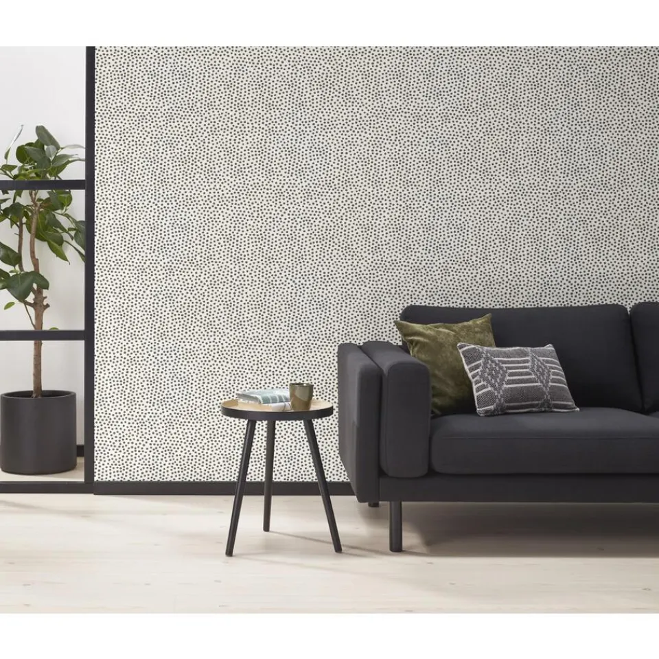 Kwantum Behang Polka Zwart Wit