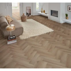 Kwantum Plak PVC Camrose Beige Eiken Visgraat